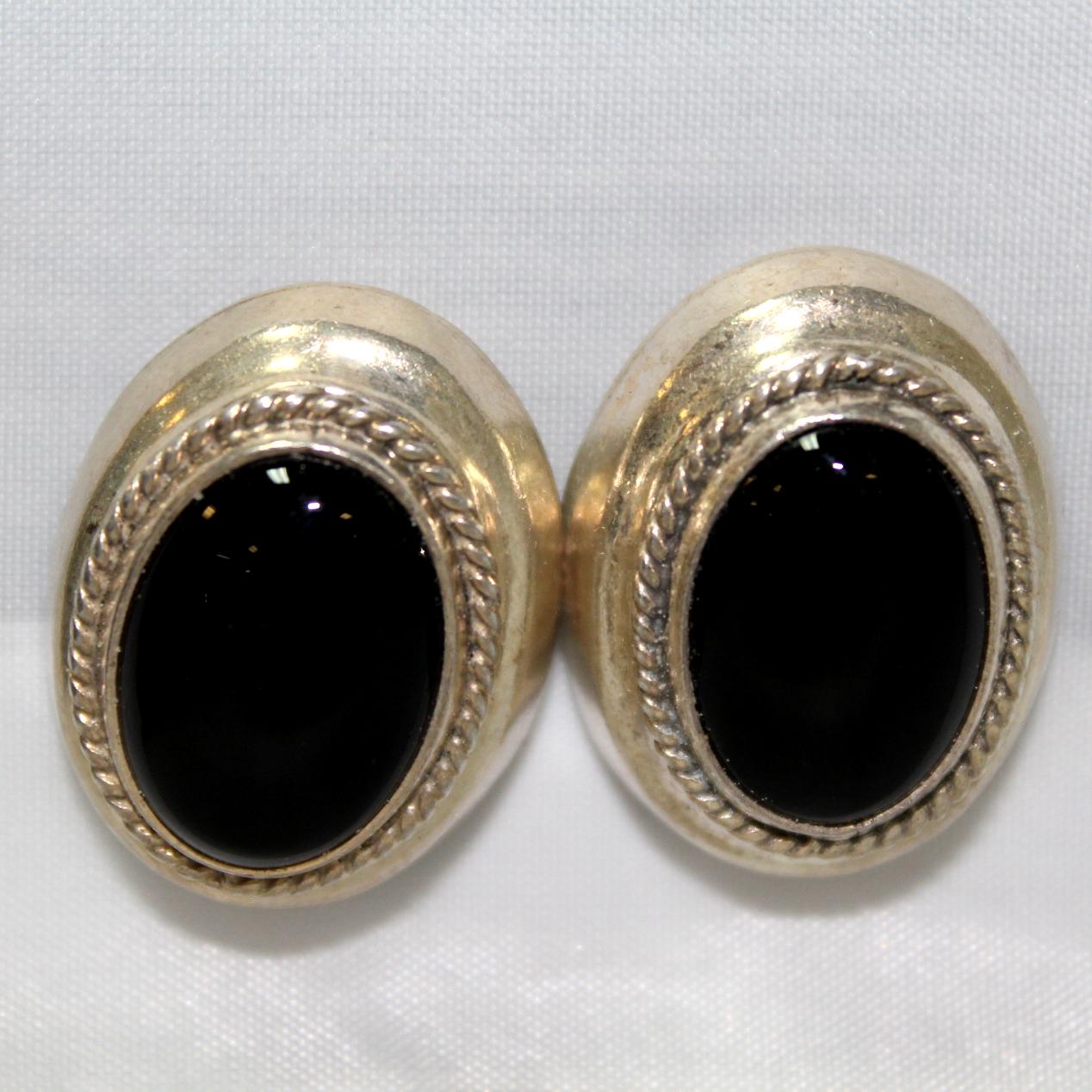 Onyx & Sterling Earrings -Mexico 9.25