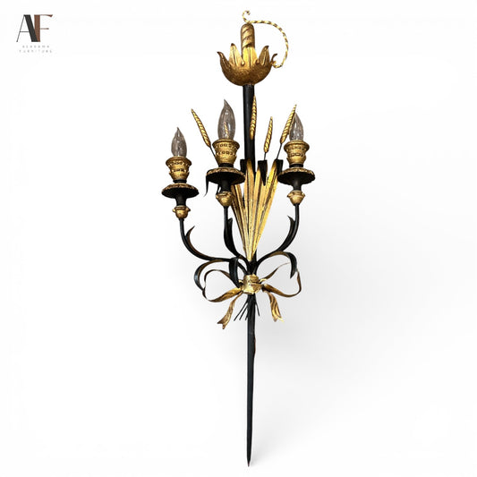 ITALIAN TOLE SWORD & WHEAT WALL SCONCE