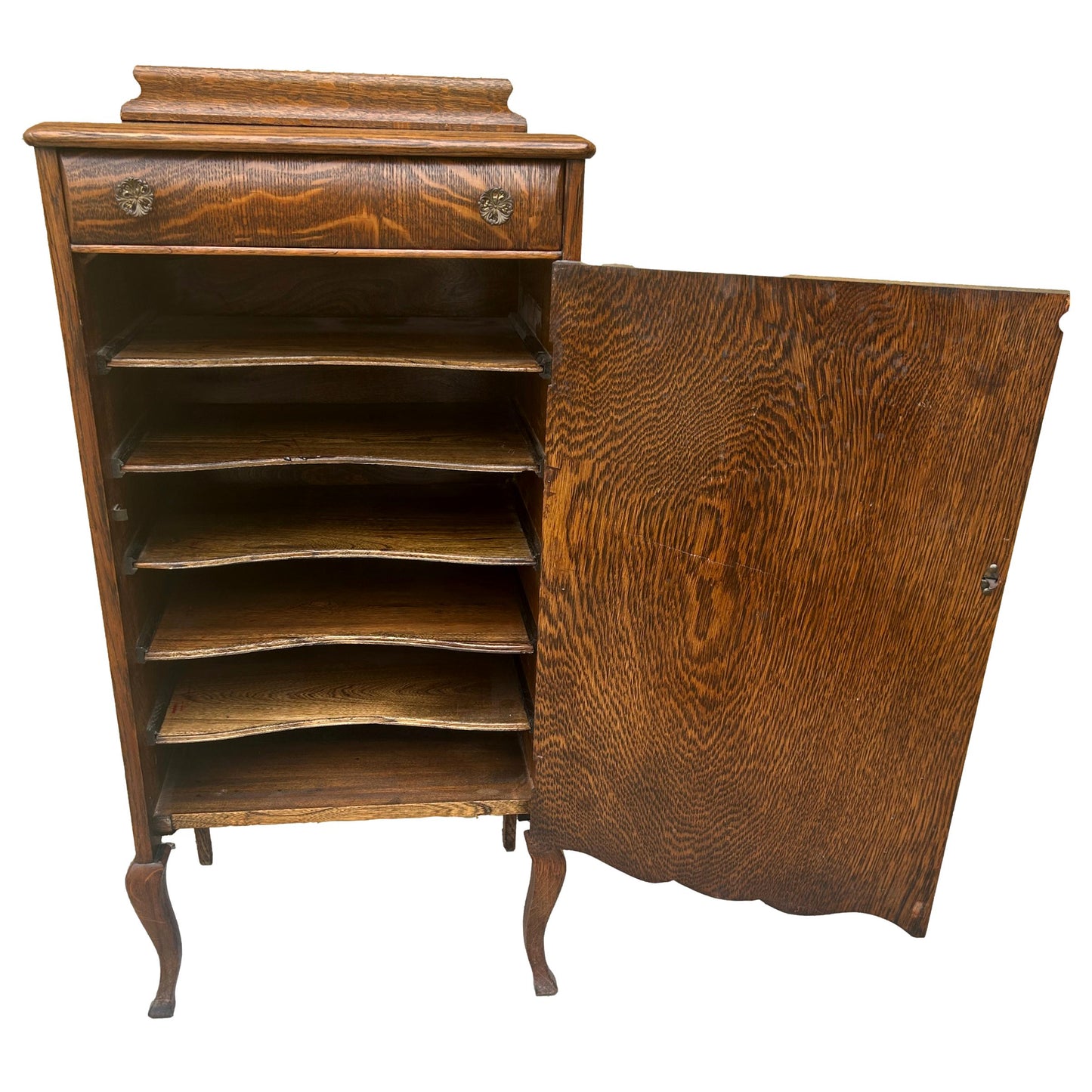 Antique Tiger Oak Sheet Music Cabinet