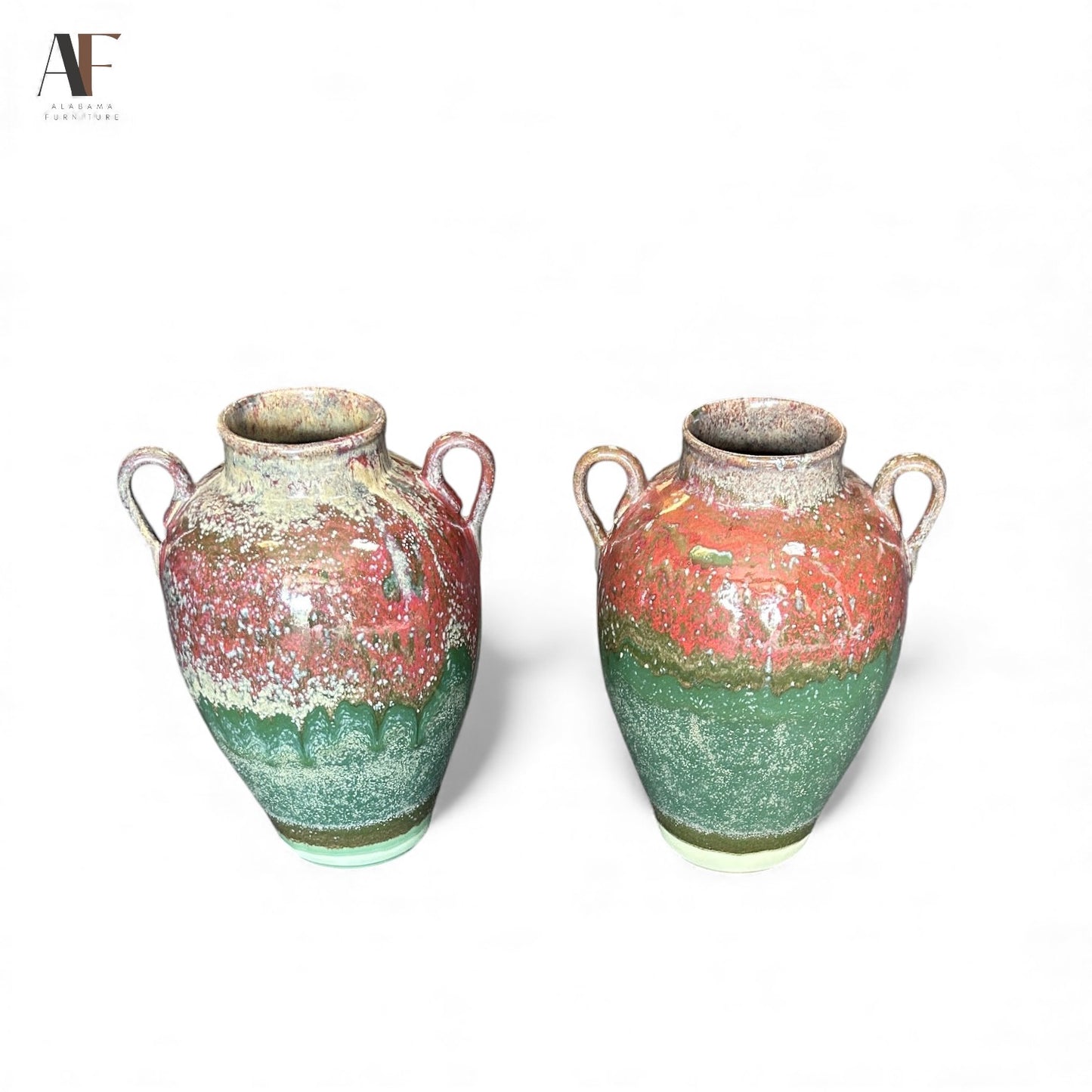 GLAZED POTTERY VASES (PAIR)
