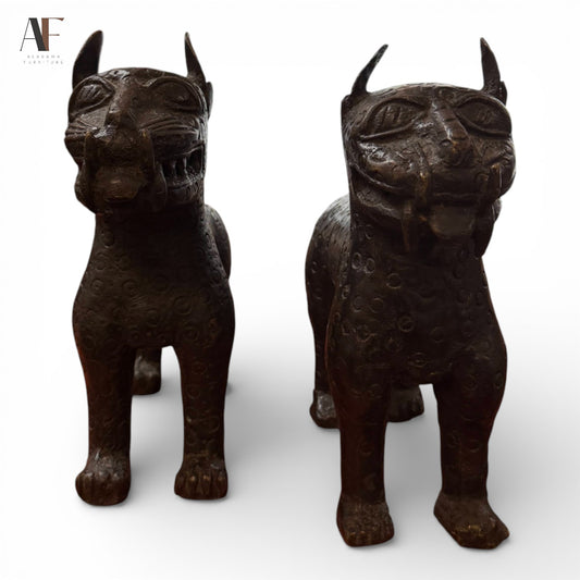 BRONZE DOGS SCULPTURES (PAIR)