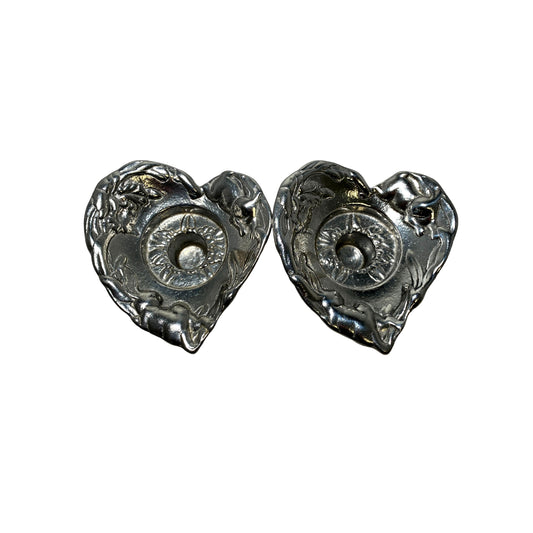 Pair of Pewter Heart Candleholders