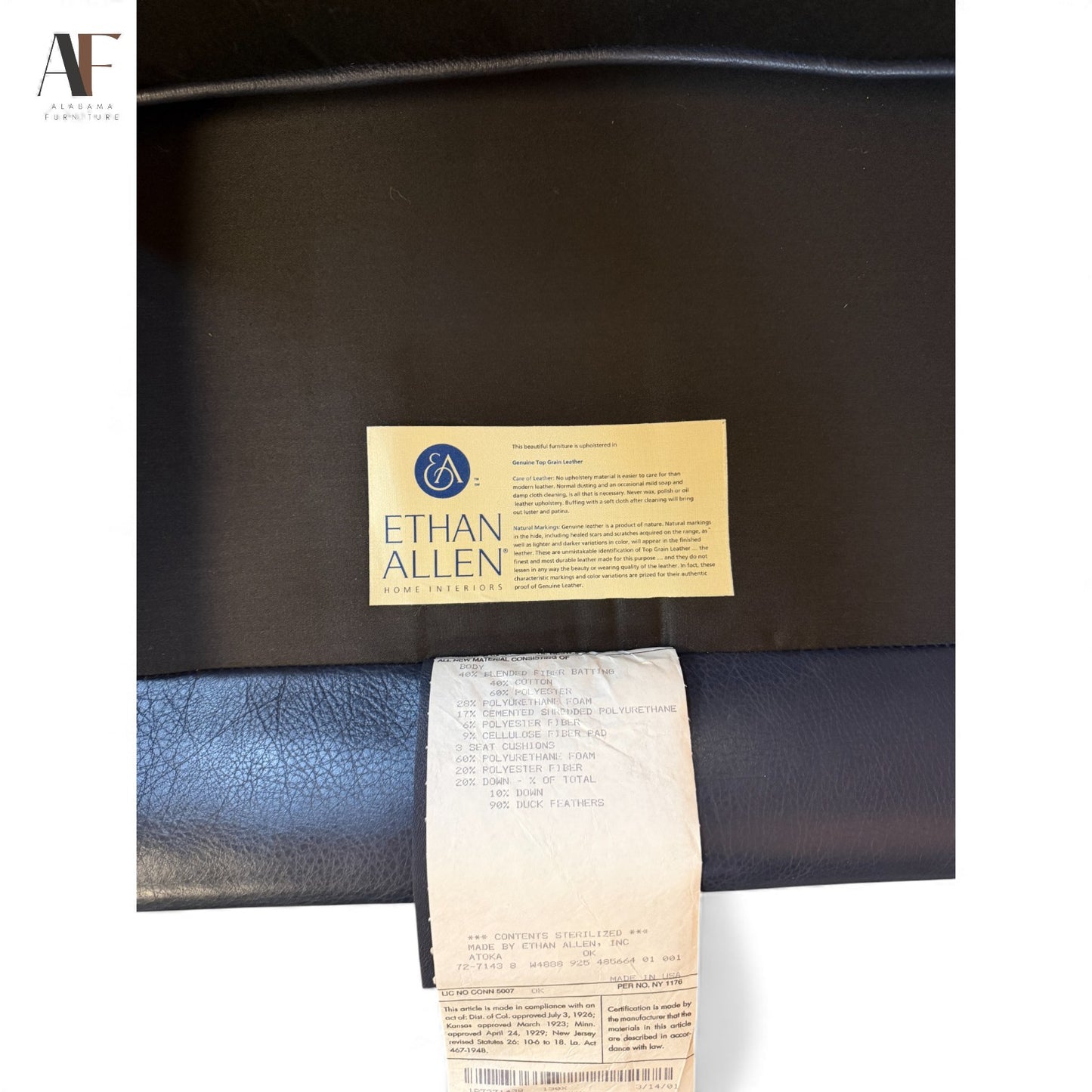 ETHAN ALLEN LEATHER SOFA