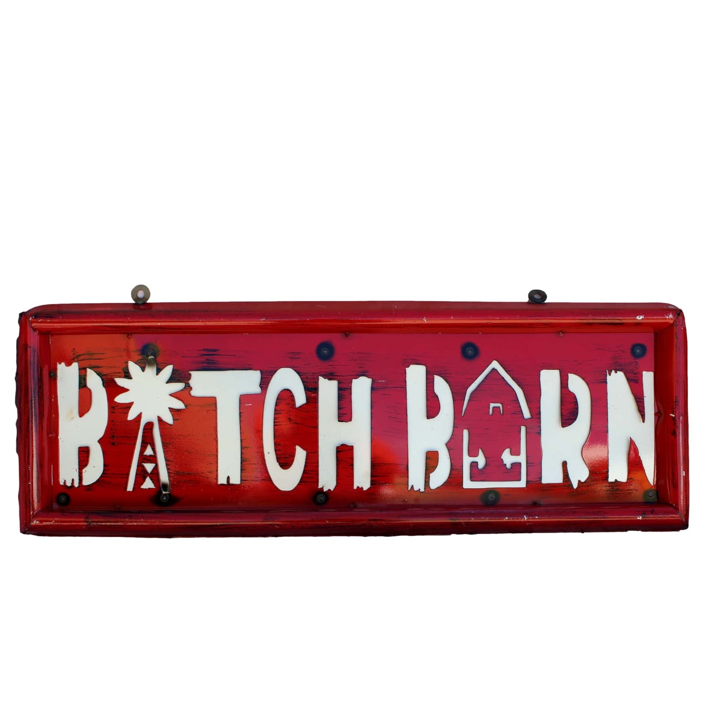 METAL YARD ART BITCH BARN SIGN