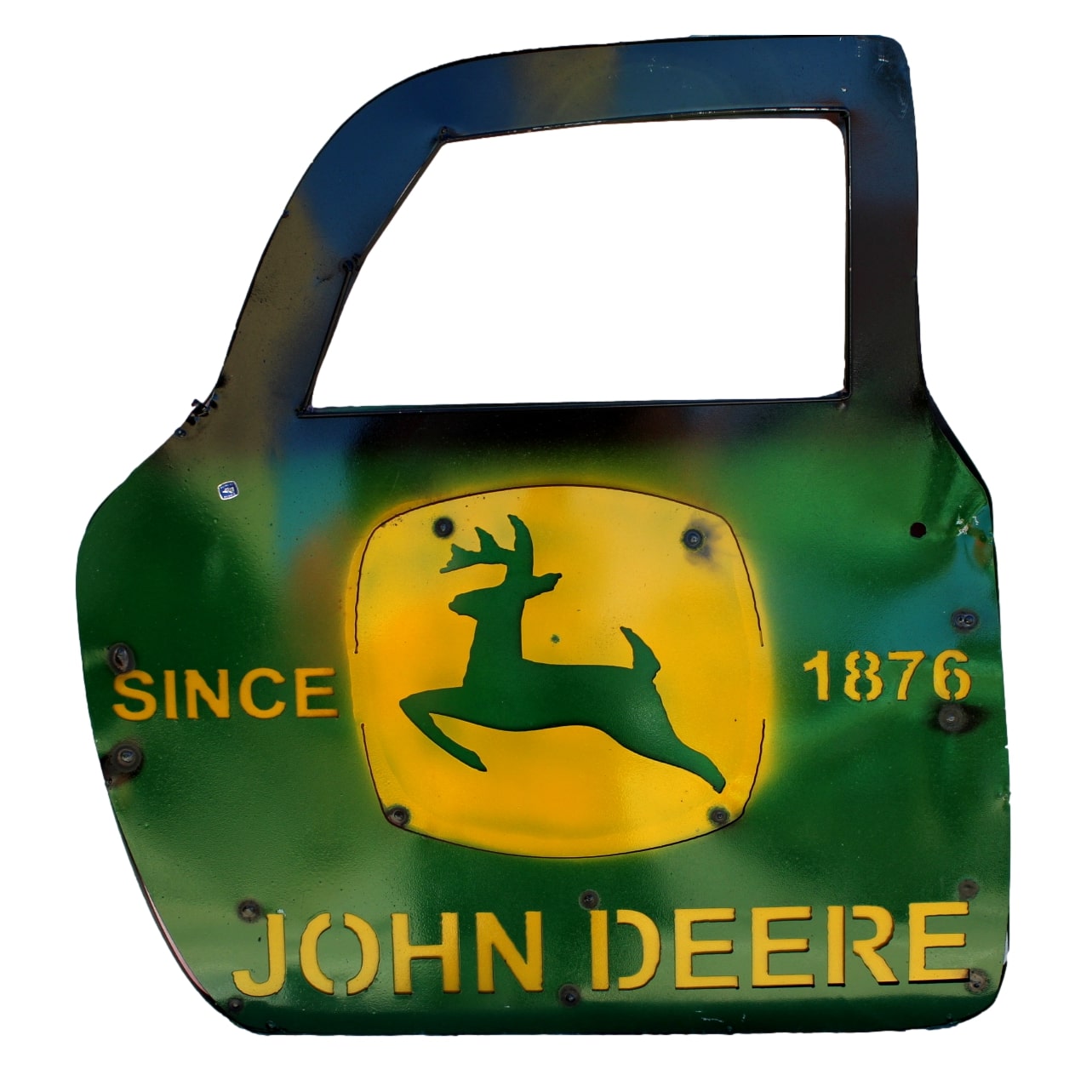 METAL YARD ART JOHN DEER METAL DOOR