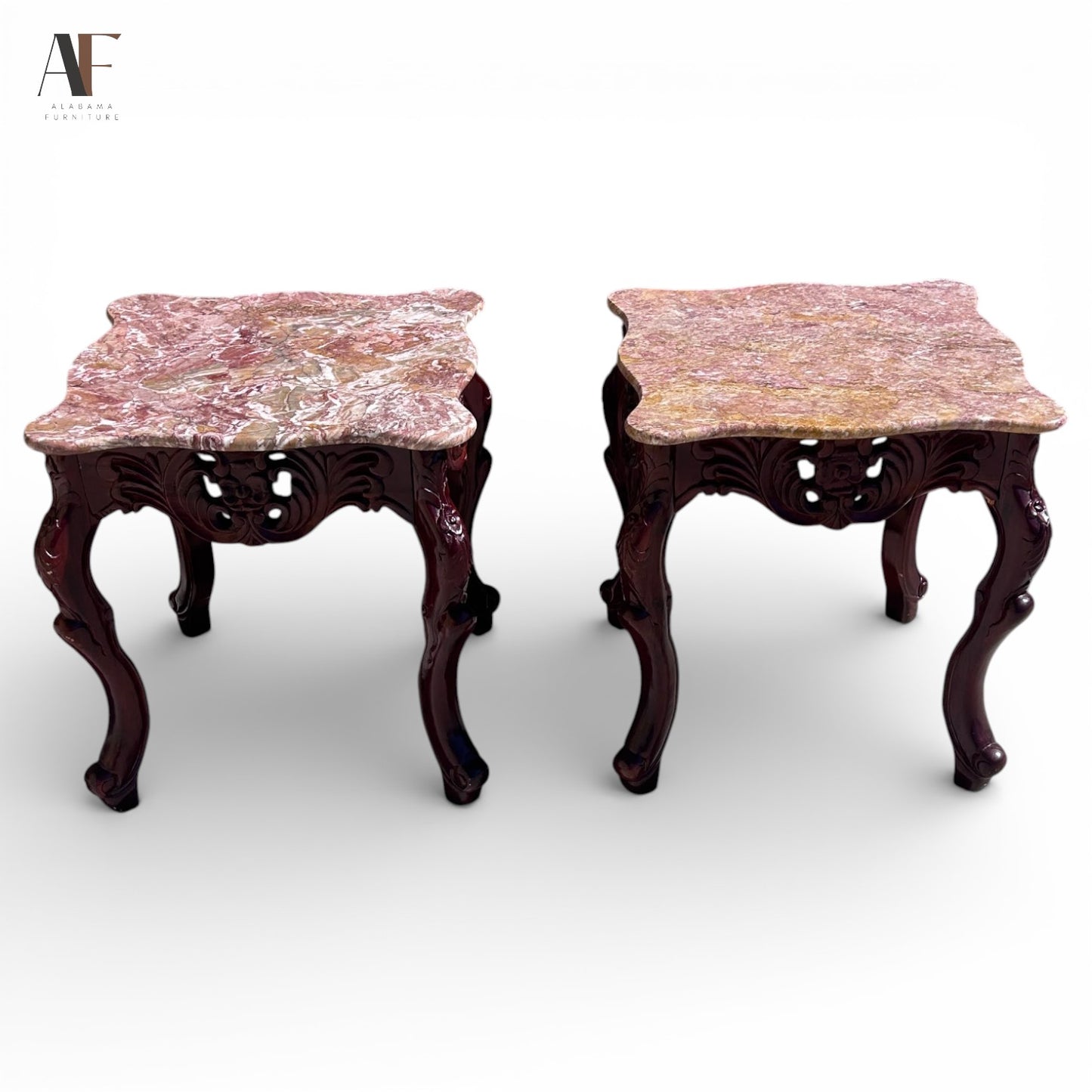 MARBLE TOP END TABLES (PAIR)