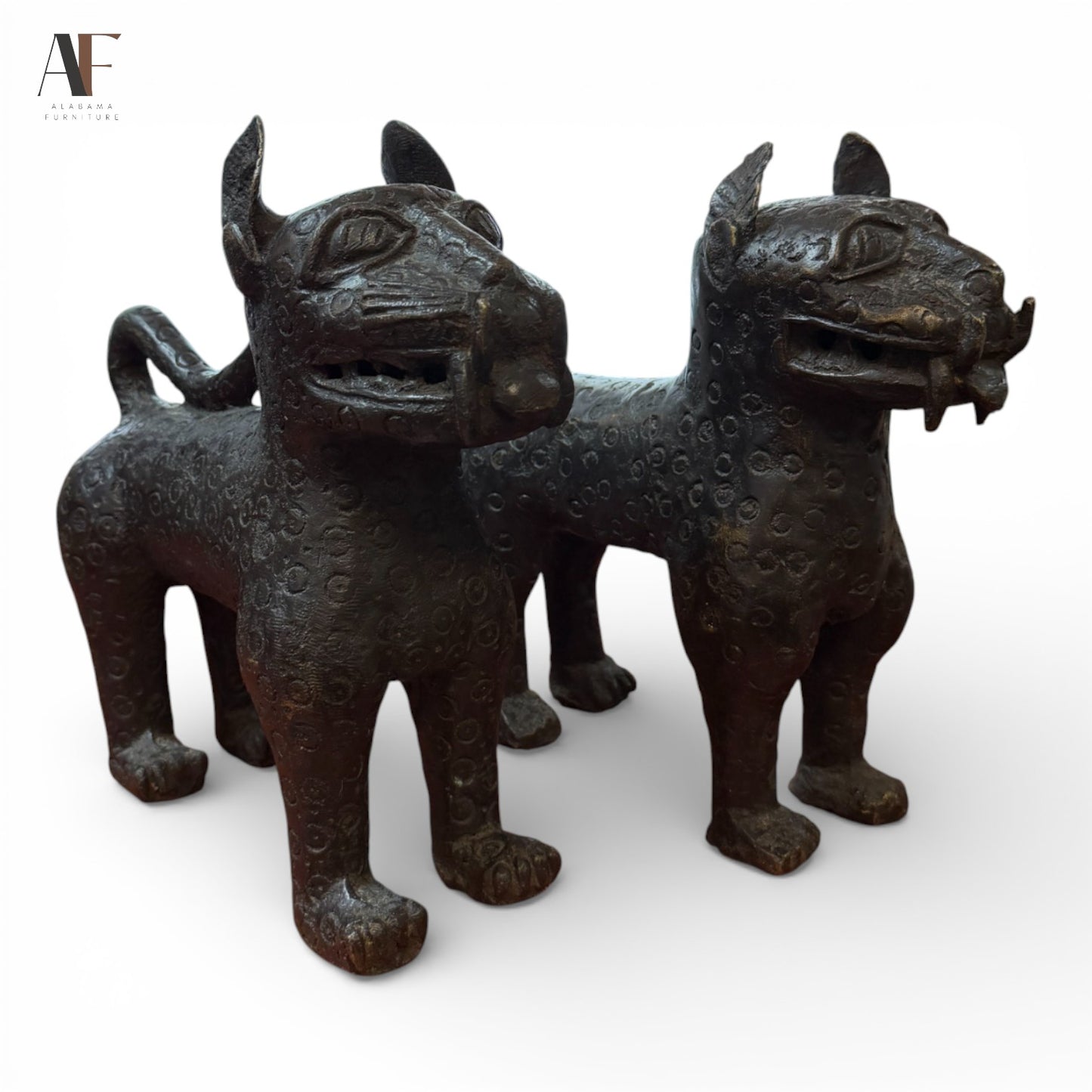 BRONZE DOGS SCULPTURES (PAIR)