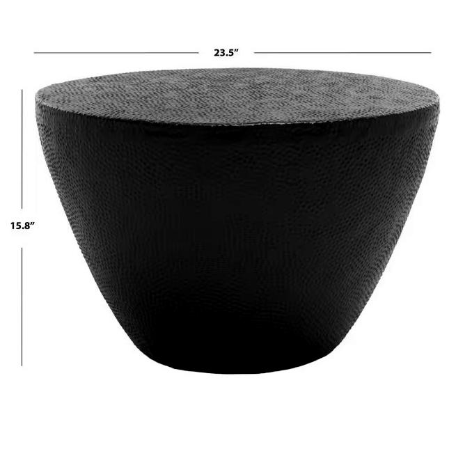 Myrtis Matte Black Round Metal Coffee Table