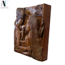 JOHN STONEY HAND-CARVED WOOD RELIEF OF ROMANTIC COUPLE