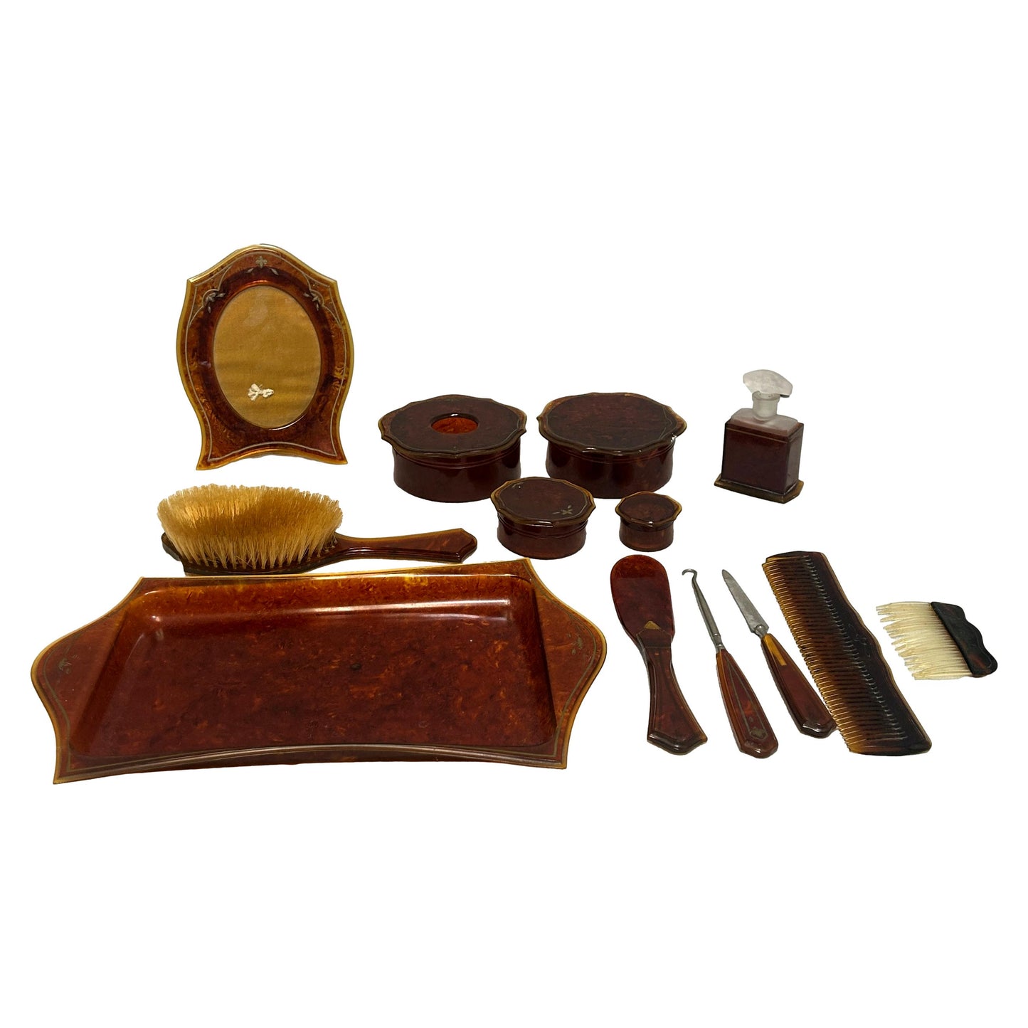 Victorian Celluloid 13 Piece Vanity Set