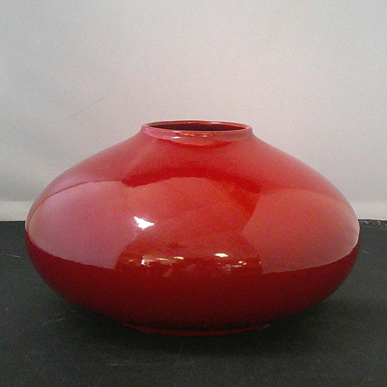 Set of Three Deep Red Vases