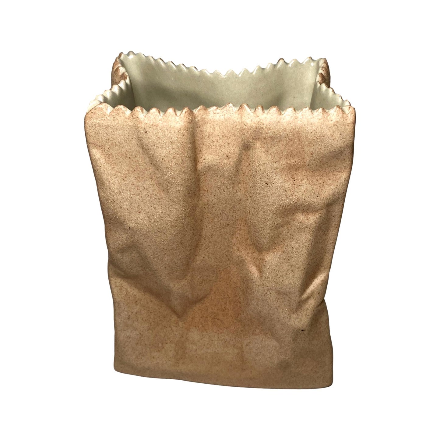 "Do not litter"  Brown Paper Ceramic Bag Vase