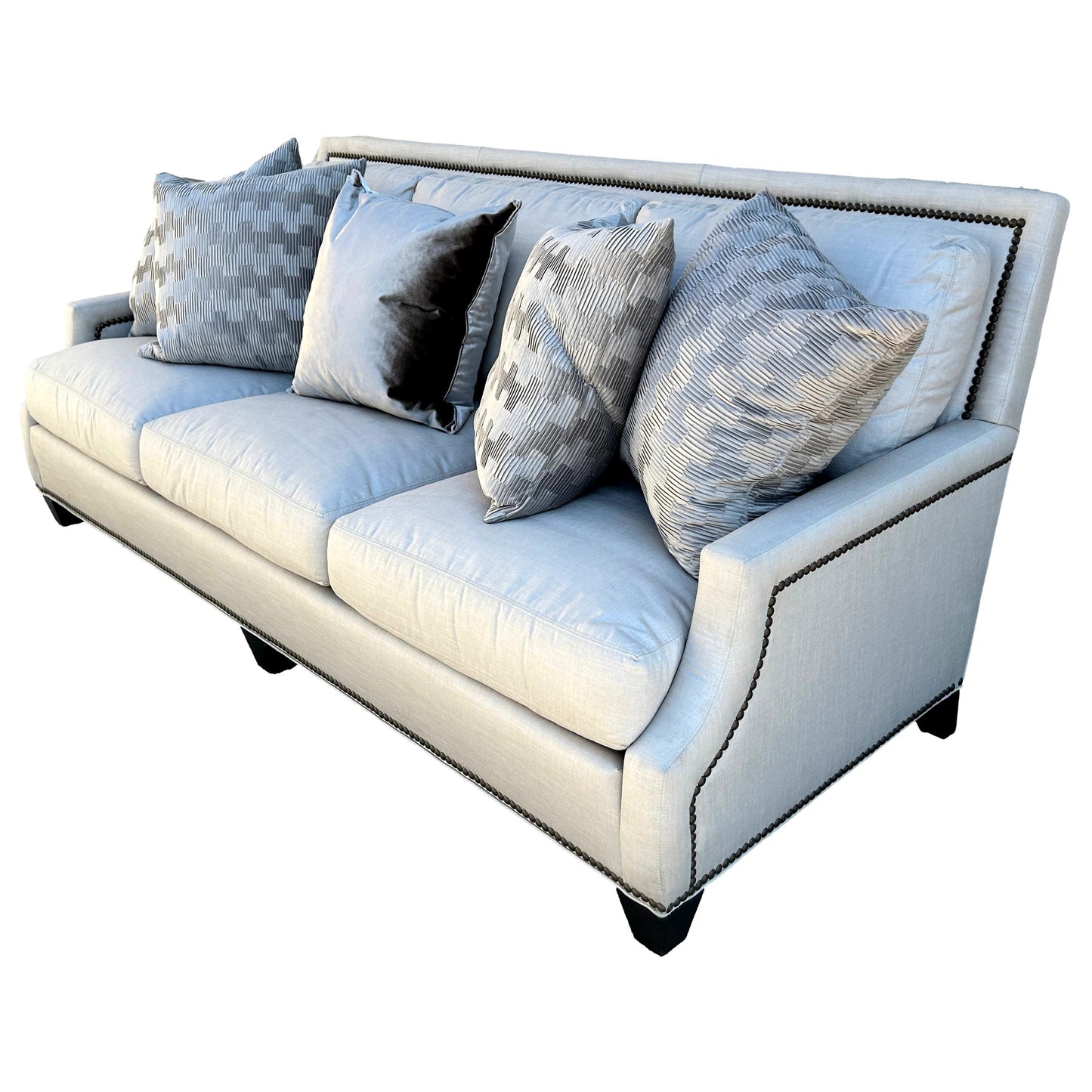 Nailhead Gray Sofa W/ Pillows