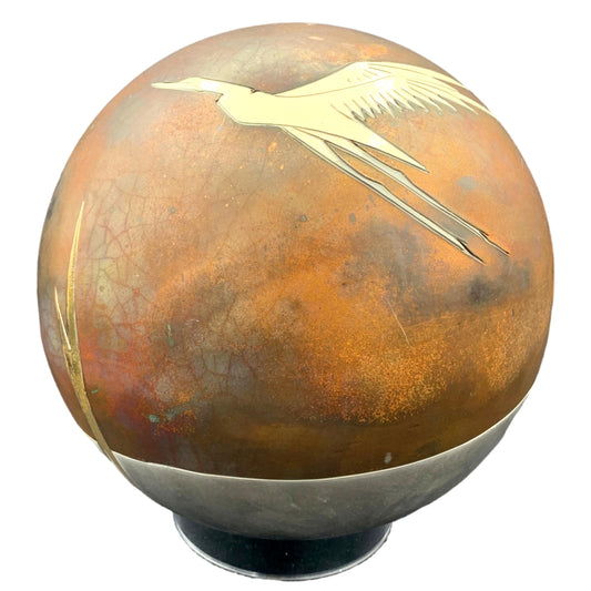 Copper Egret Pottery Globe