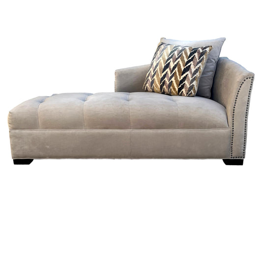 Creme Nail Head Chaise Lounge