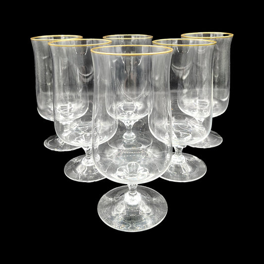 Set of 6 Water Glasses Gold Rimmed