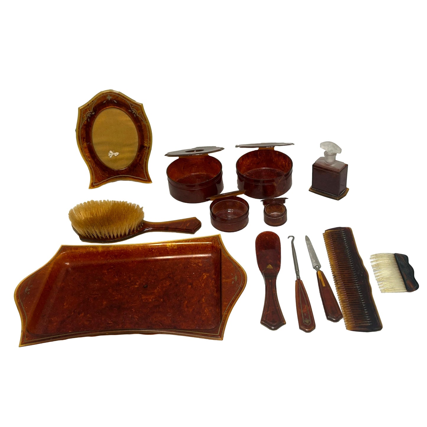 Victorian Celluloid 13 Piece Vanity Set