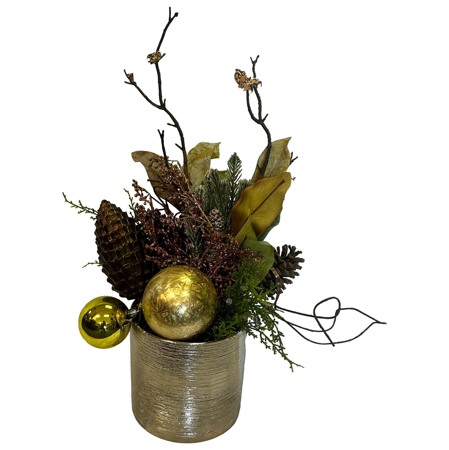 Gold & Green Arrangement in Ceramic Vase