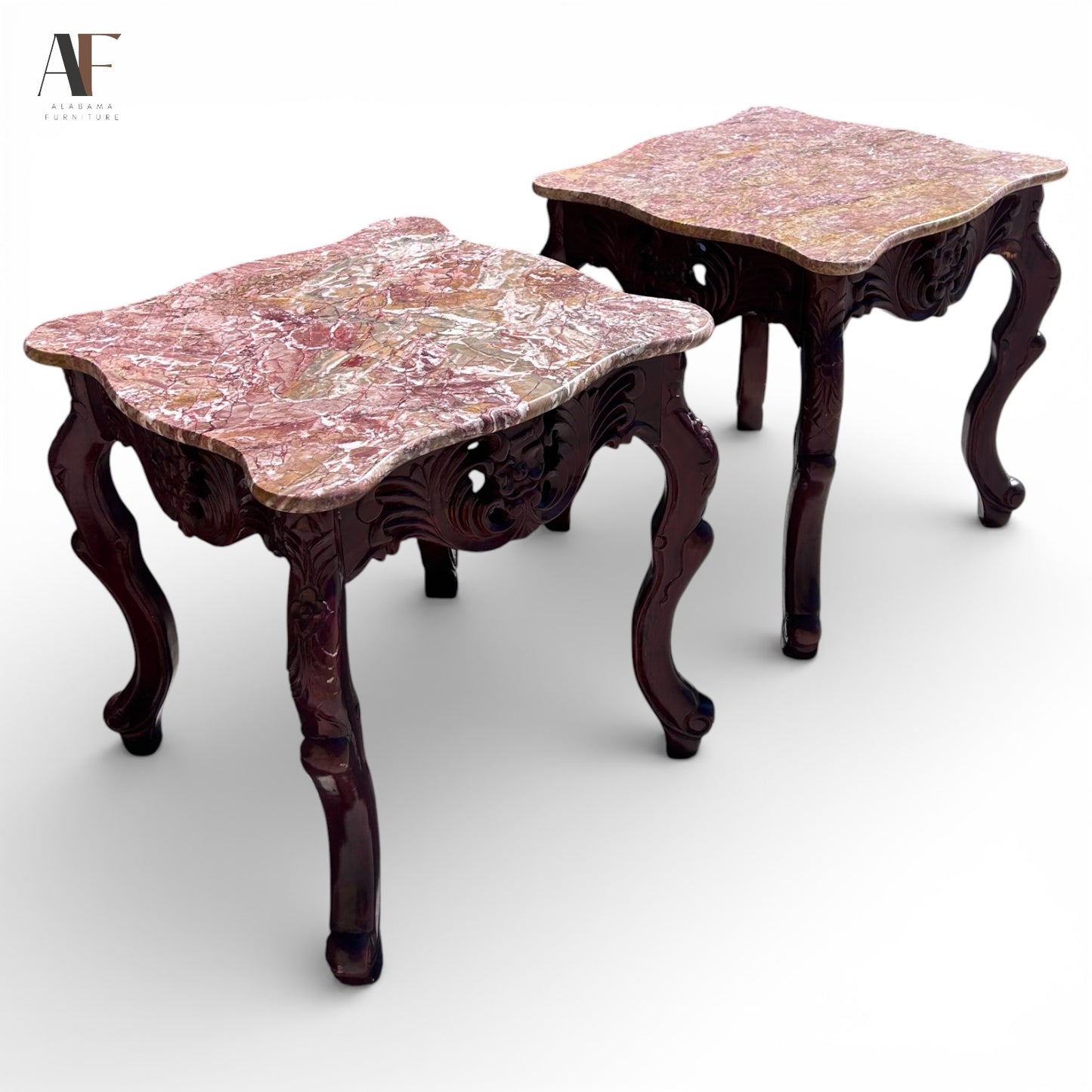 MARBLE TOP END TABLES (PAIR)