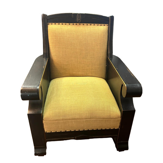 Distressed Wood Upholstered Rocking Chair