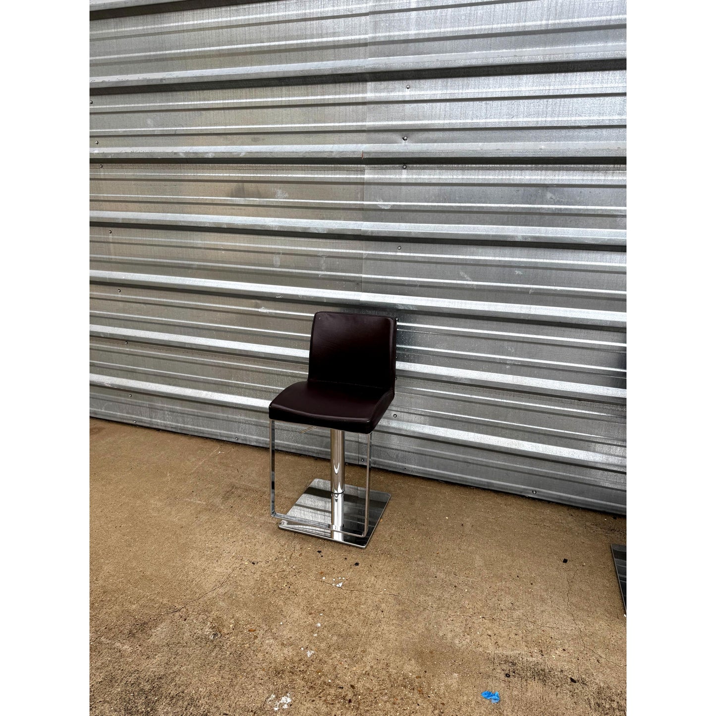 Set of 4 Brown Faux Leather Adjustable Bar Stools