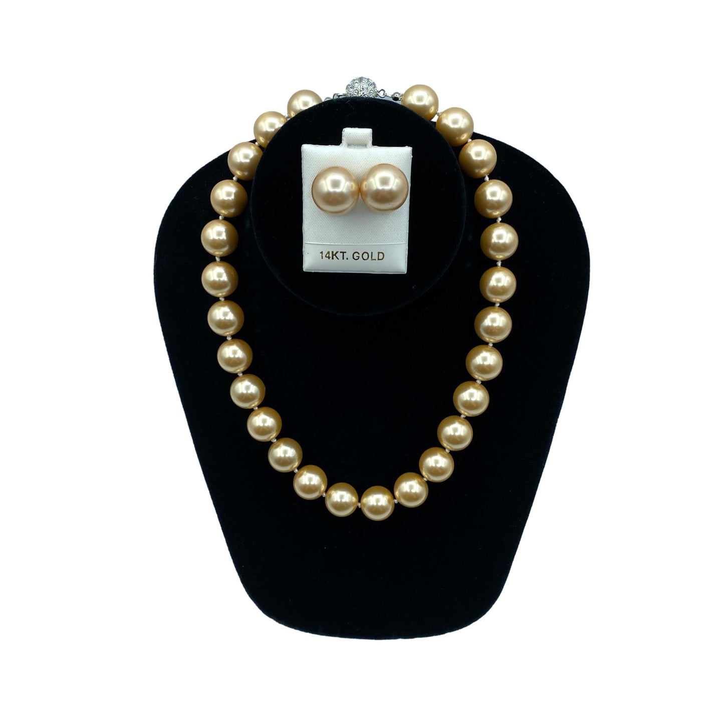 Faux Golden Pearl Necklace and Earring Set