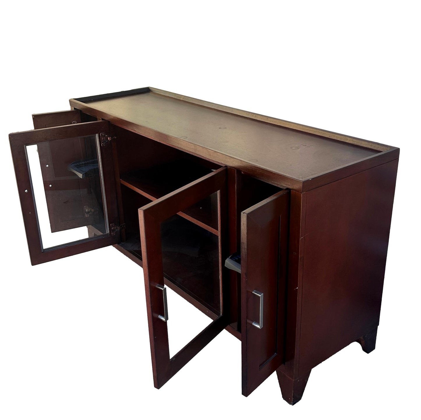 Wood And Glass Entertainment Console