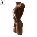 HAND-CARVED WOOD MALE TORSO