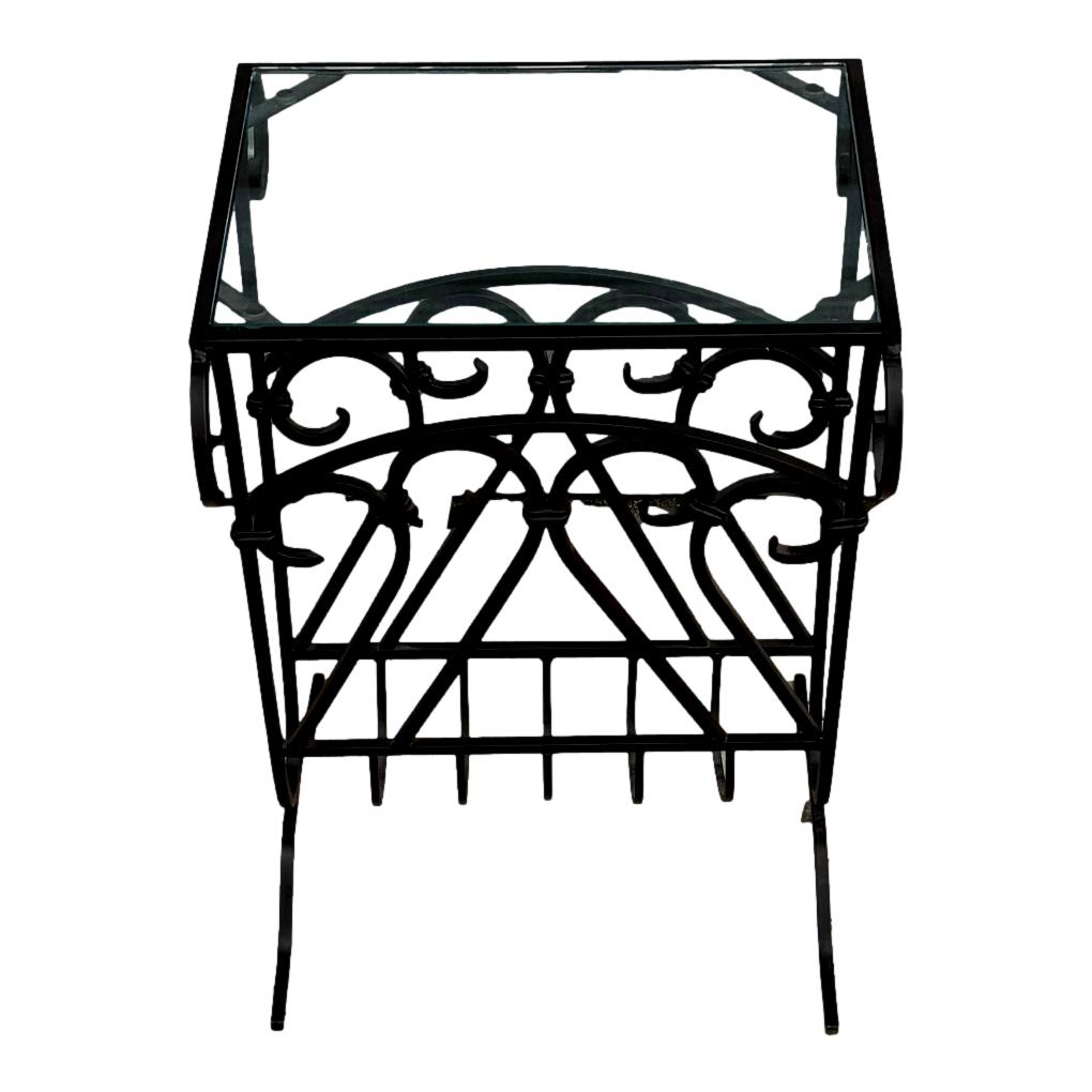 Wrot Iron Glass End Table