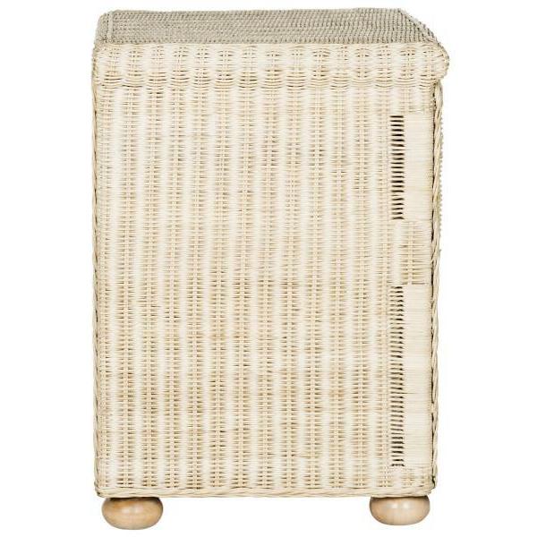 Adira Natural White Wash Wicker Nightstand With Drawer