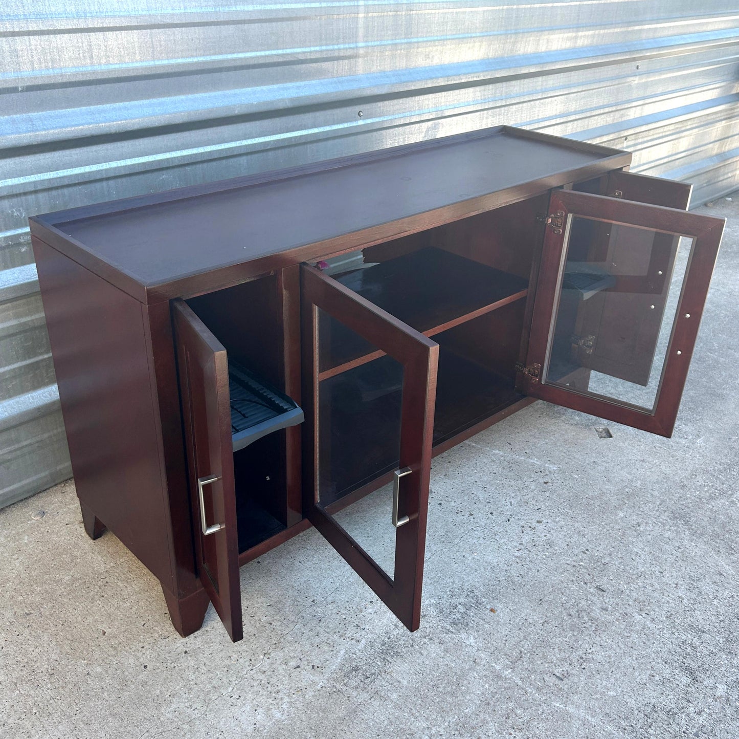 Wood And Glass Entertainment Console