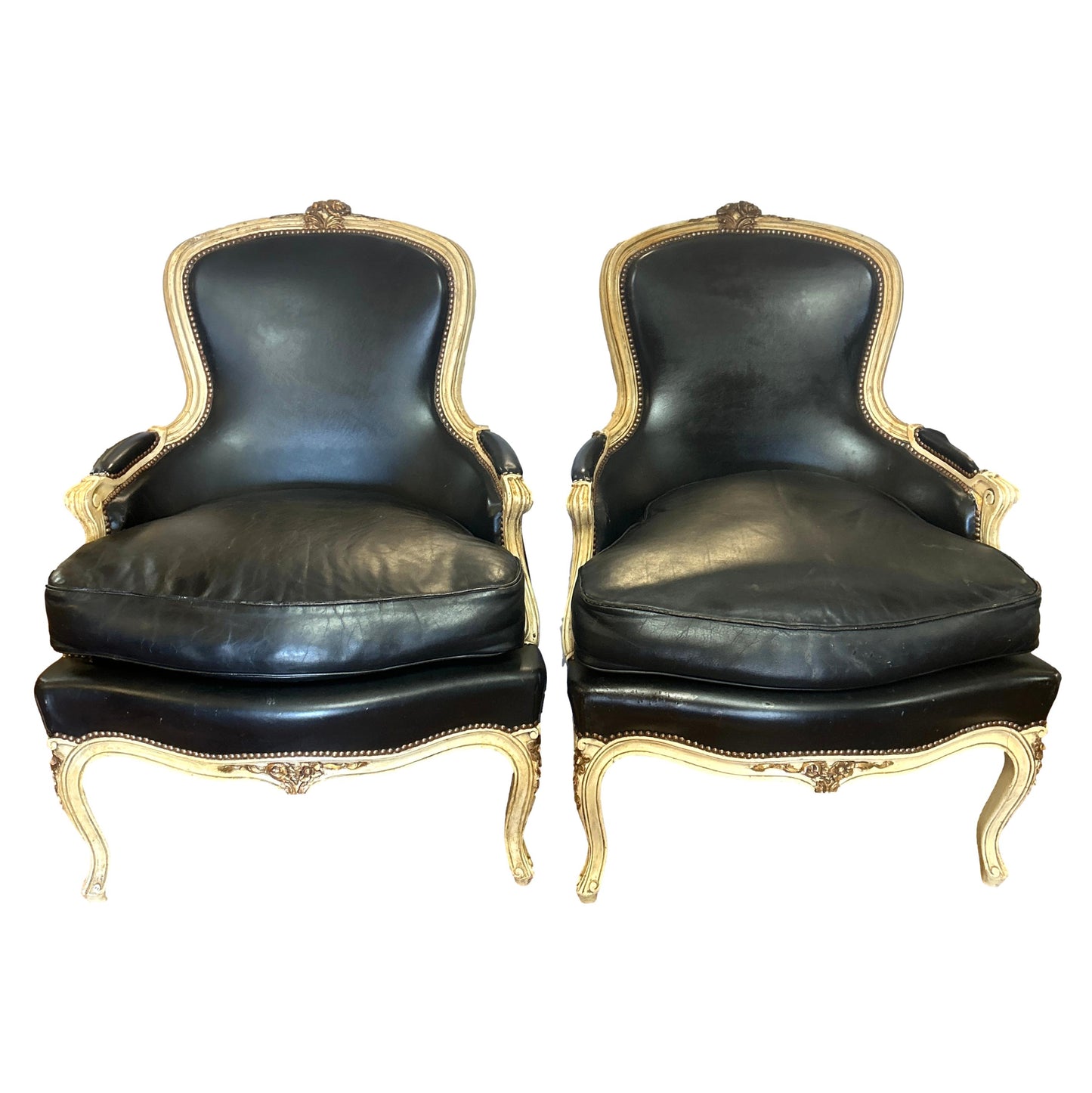 Pair of Vintage Berger Style Leather Chairs