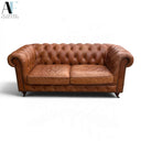 PASARGAD HOME LEATHER CHESTERFIELD SOFA & LOVESEAT