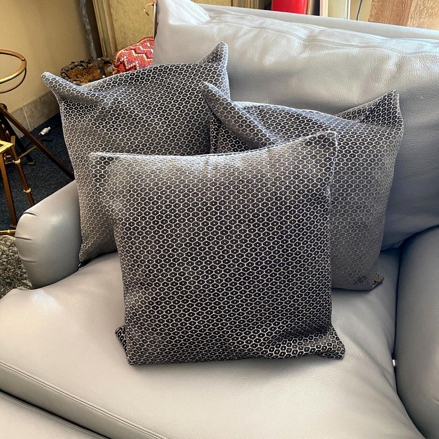 Set of 3 Dark Gray Pillows