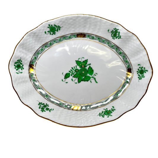 Herend Chinese Bouquet Green Oval Dish