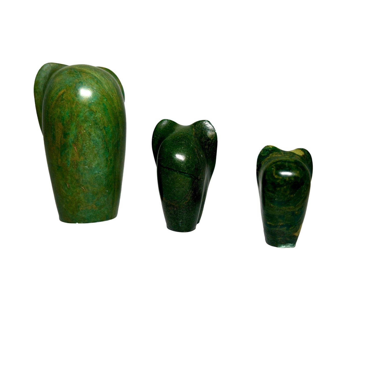 Set of 3 Green Marble Elephants