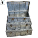 SET OF 3 METAL TRUNK