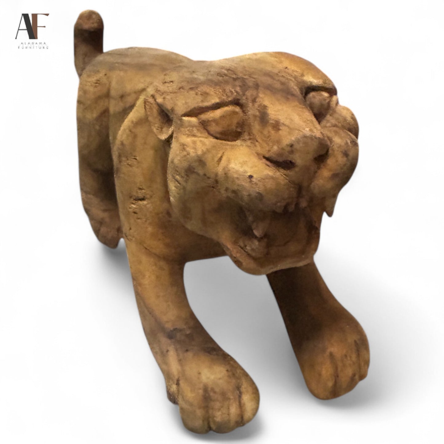 WOOD CARVED MOUNTAL LION