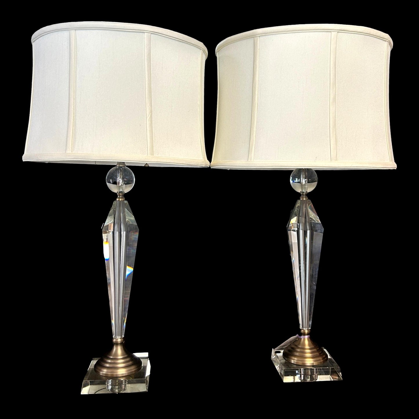 Pair Of Crystal Lamps