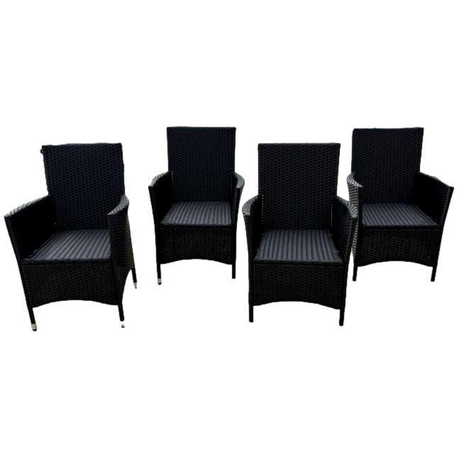 Set of 4 Resin Wicker Arm Chairs