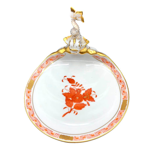 Herend Chinese Bouquet Rust Dolphin Soap Dish