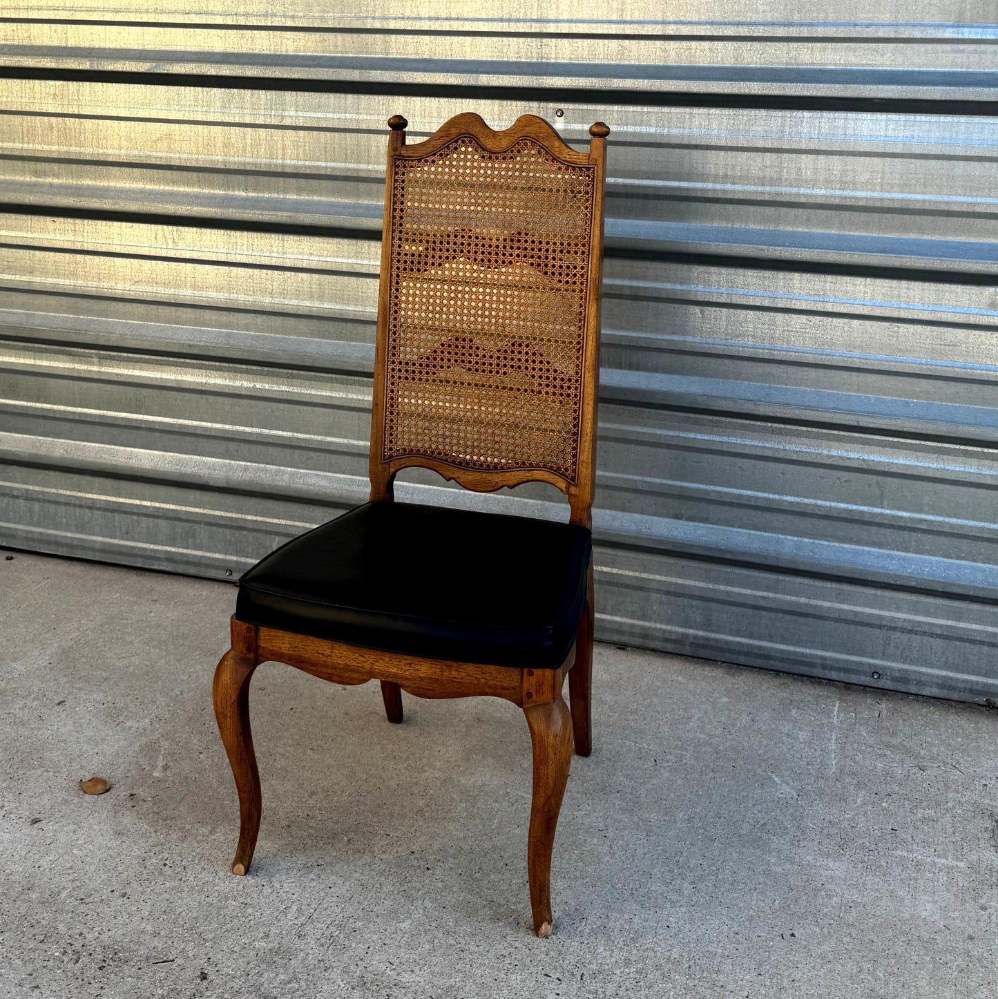 Tiger Oak  Desk W/ Rattan Back Leather Seat