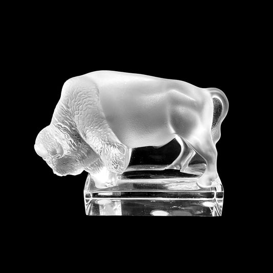 Lalique Frosted Crystal Buffalo