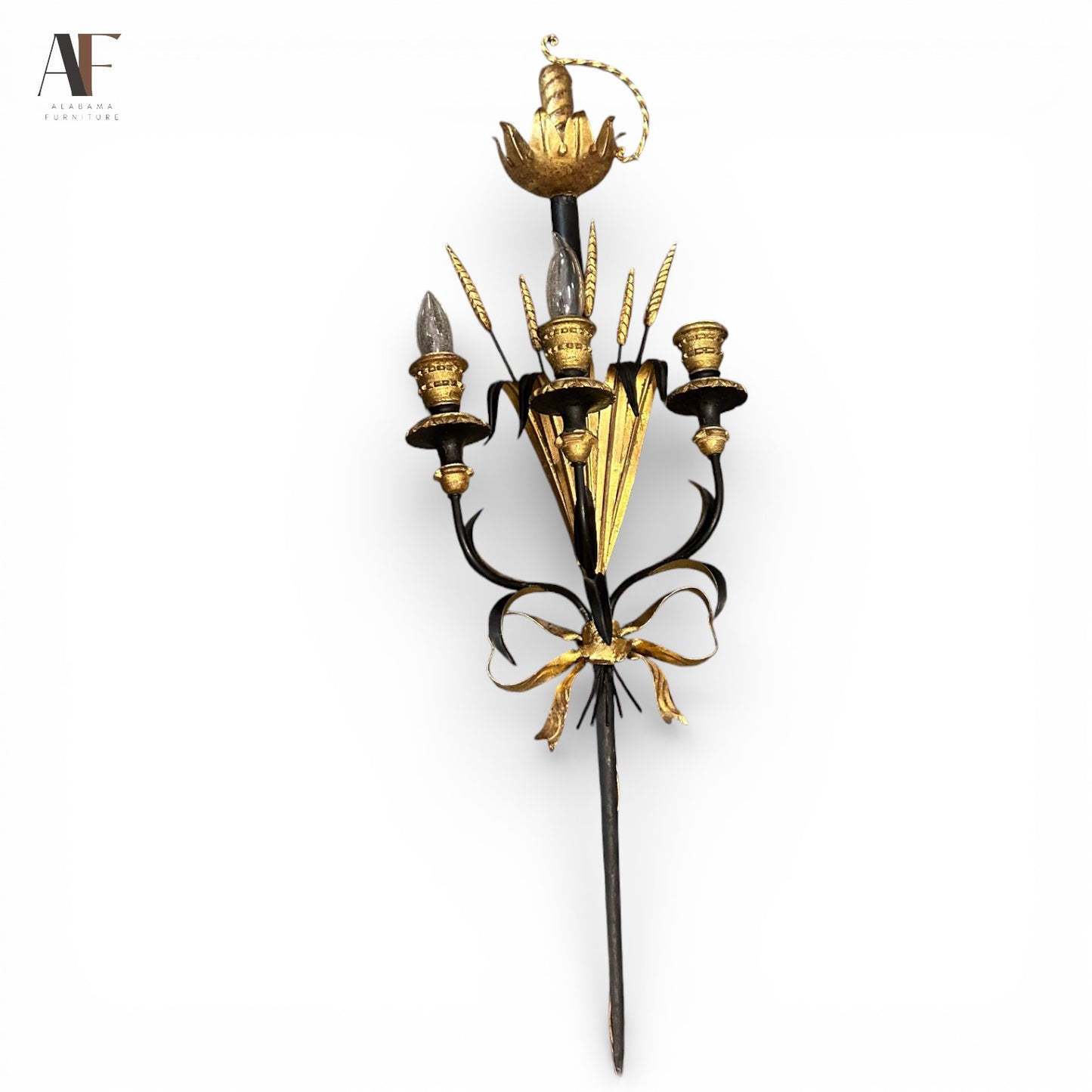 ITALIAN TOLE SWORD & WHEAT WALL SCONCE