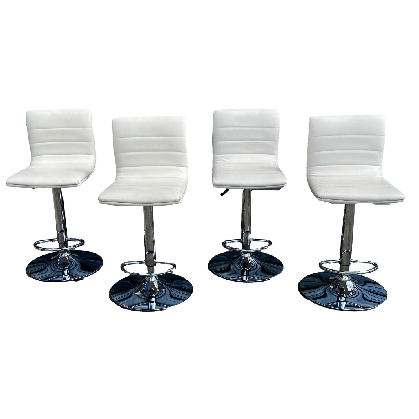 Set of 4 Leather Adjustable  Bar Stools