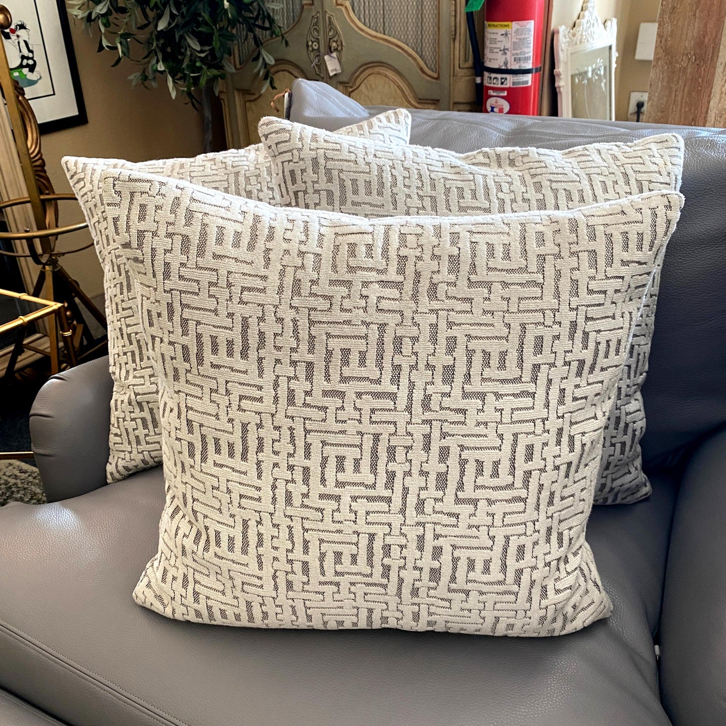 Set of 3 Beige Pillows