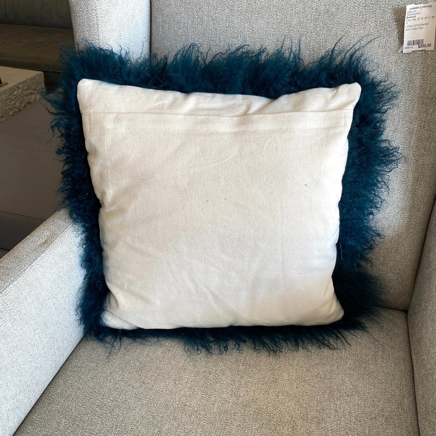 Blue Mongolian Lamb Pillow