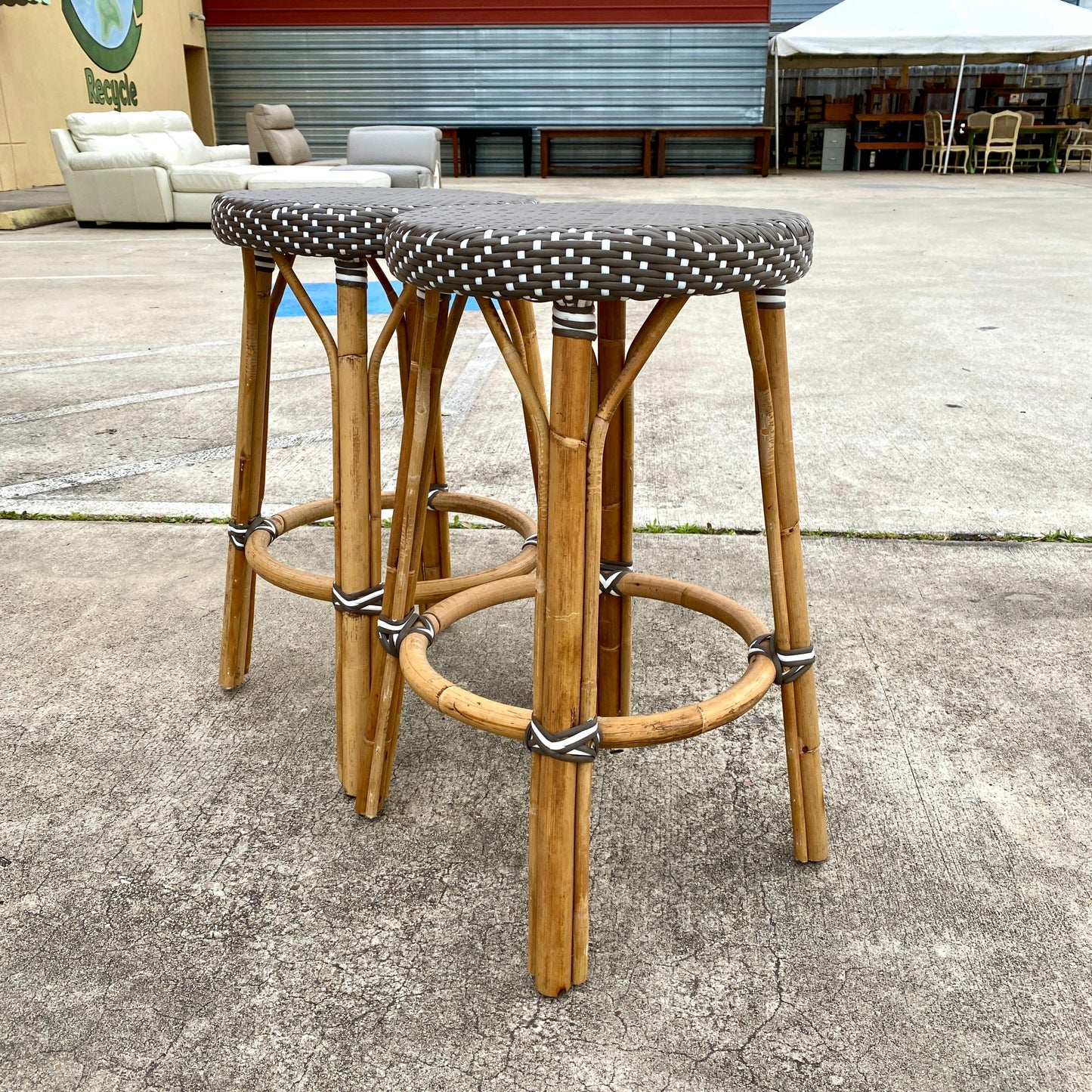 Pair of Woven Counter Stools