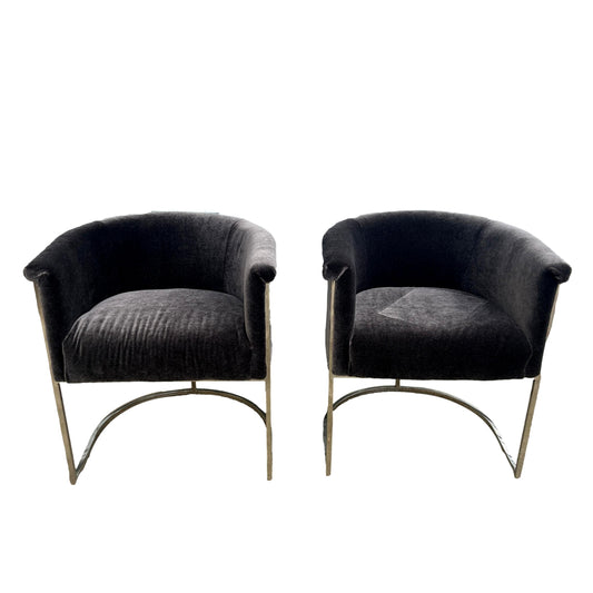 Pair Of Gray Wool Tub Chairs