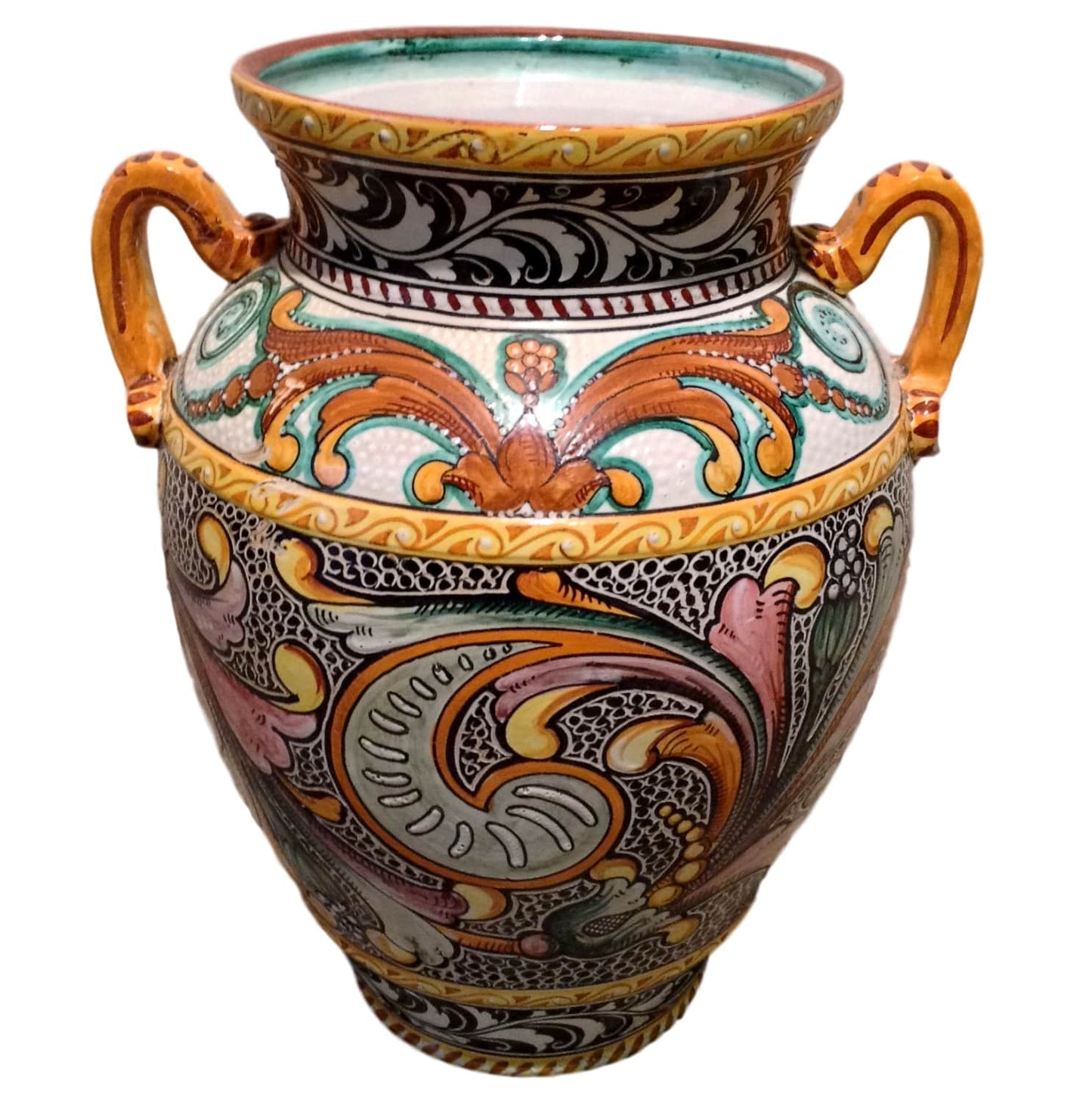 Italian Faince Handled Jar